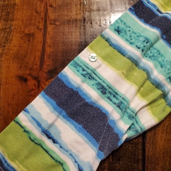 Blue, Green, White Striped Half Sleeve Top XL - Picture 2 of 8